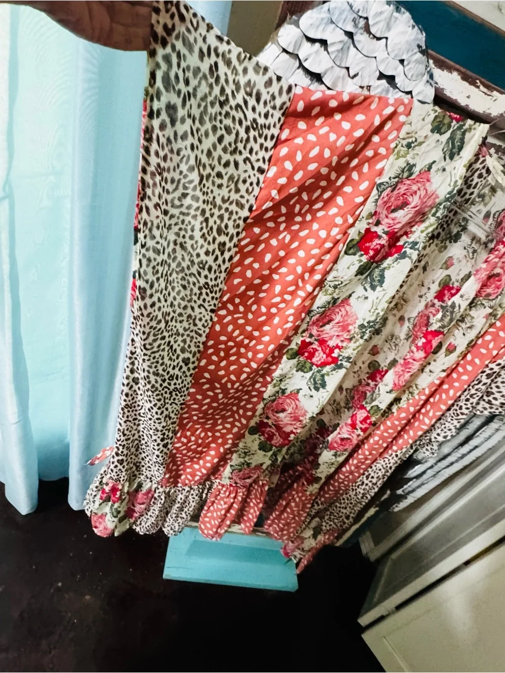 Umgee Mixed Floral and Leopard Open Front Kimono in Cream and Rust and sage